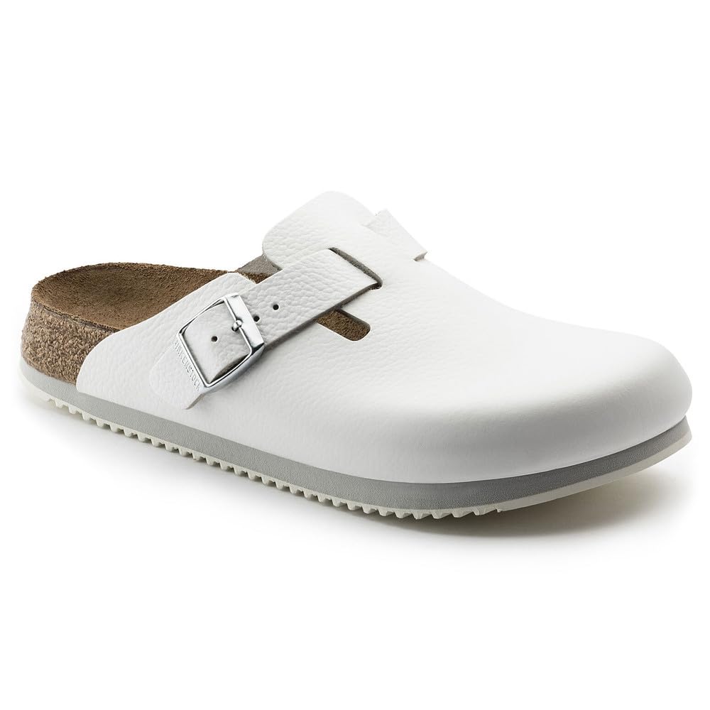 Birkenstock Women's Boston Soft Footbed Clogs - Iron Oil Leather Narrow Fit (EU 36) | Comfortable Slip-On Shoes for Nurses, Chefs & Indoor/Outdoor Wear