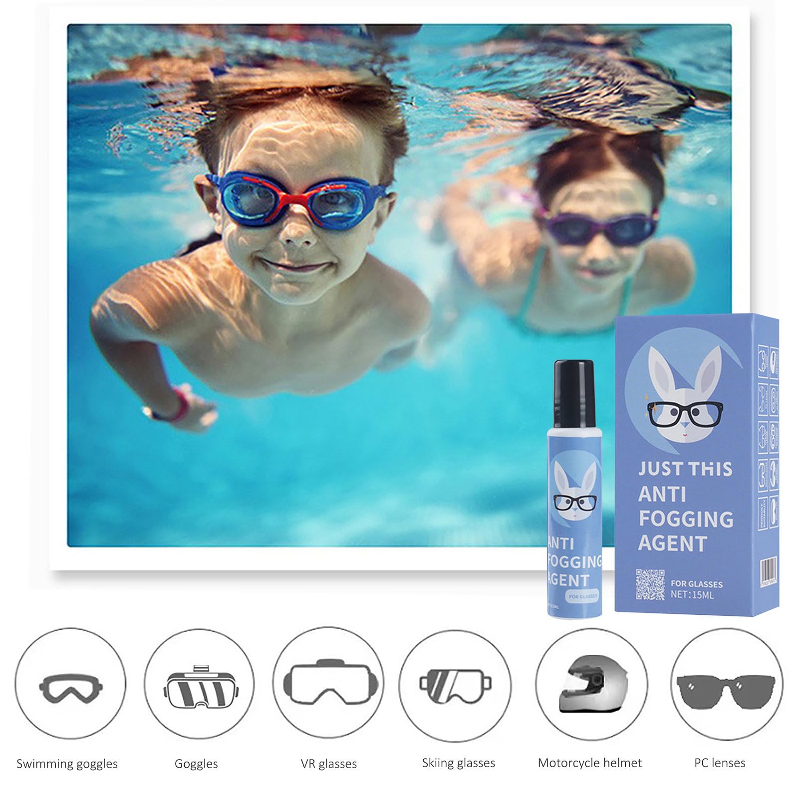 Anti-Fog Spray for Glasses & Sunglasses - 15ml Lens Cleaner for Optical, Safety & Sports Goggles - Prevent Fogging for Driving, Skiing & Outdoor Activities