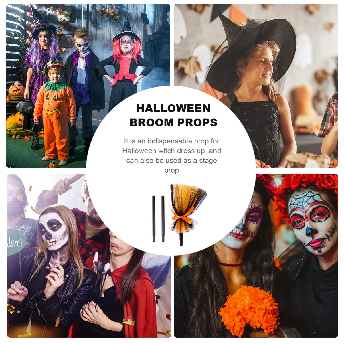 VALICLUD Halloween Witch Broomstick - Kids Costume Accessory for Witch Cosplay & Halloween Decor - Perfect for Trick-or-Treating, Themed Parties & Spooky Photo Props