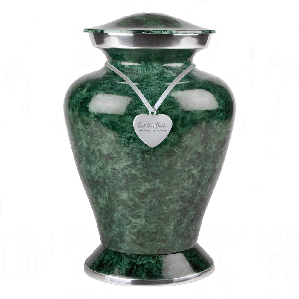 Personalized Green Forest Cremation Urn - Custom Engraved Memorial Keepsake for Ashes - Perfect for Home Display, Funeral Services & Memorial Ceremonies