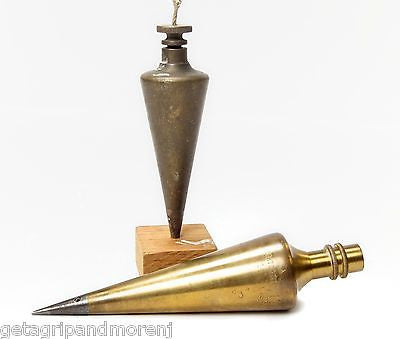Vintage Dietzgen 5720 Brass Plumb Bobs - Set of 2 Removable Point Plumb Bobs (14 oz) - Antique Surveying Tools in Good Condition - Perfect for Construction, Land Surveying & DIY Projects