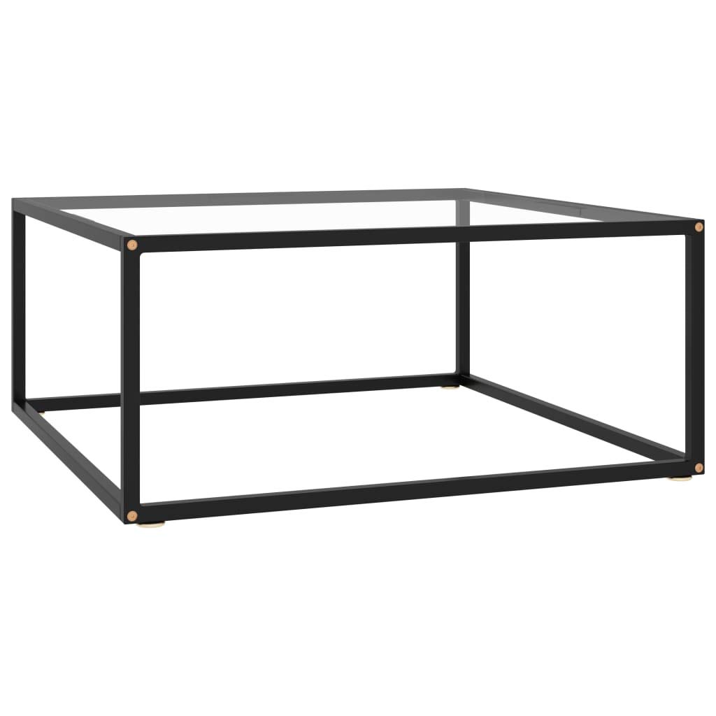 Modern Black Coffee Table with Tempered Glass - 31.5