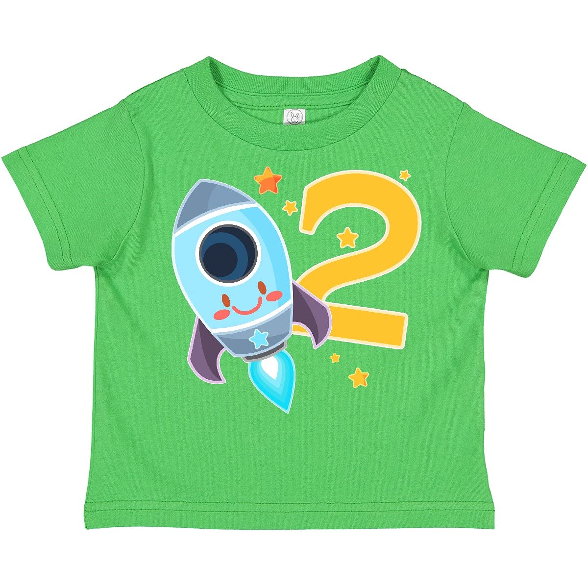 Inktastic Rocket Space Ship Happy 2nd Birthday Toddler T-Shirt - Cute Astronaut Themed Outfit for Boys & Girls Birthday Party, Space Adventure Costume, Fun Toddler Gift Idea