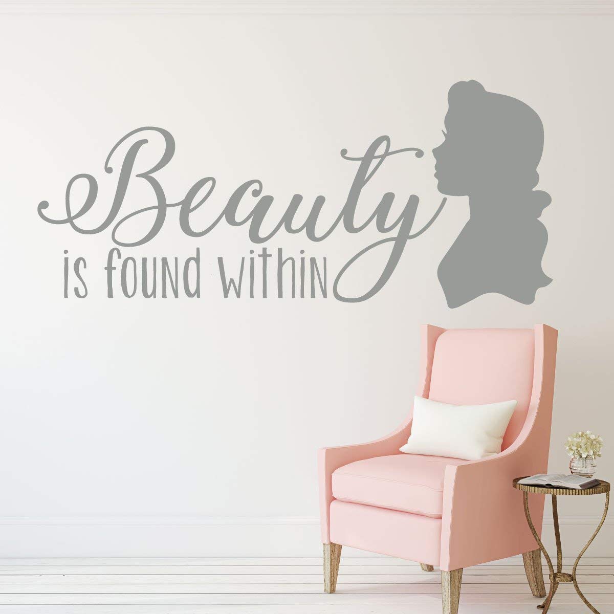 Beauty and the Beast Wall Decor - 'Beauty is Found Within' Quote from Belle - Disney Princess Themed Room Decor for Kids, Teens, Girls Bedroom, Nursery & Bathroom - Perfect for Disney Fans & Fairy Tale Themed Rooms