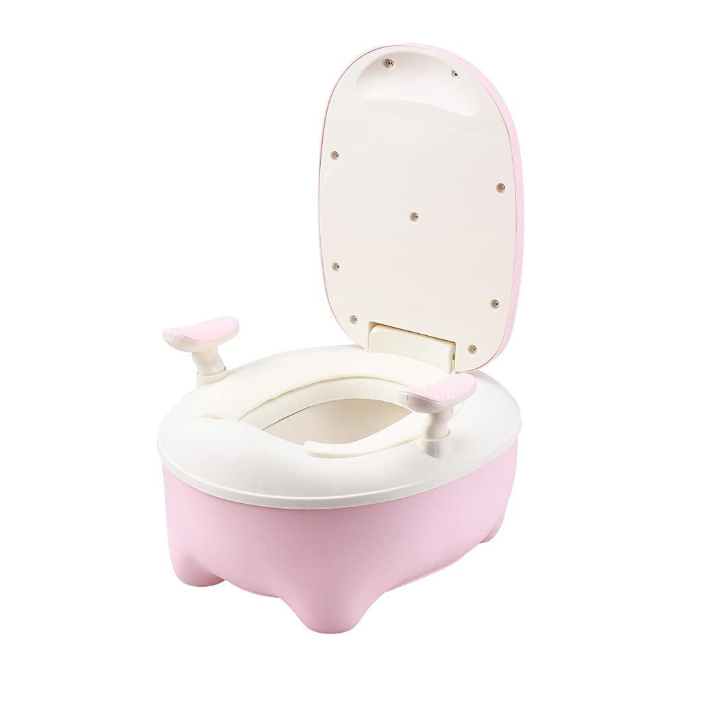 WPYYI Flip Lid Portable Baby Potty - Toddler Training Toilet Seat for Boys & Girls - Travel Car Potty with Realistic Simulation Design - Pink Kids Chair Potty for Home & On-The-Go Use
