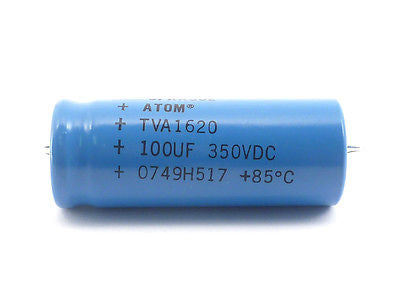 High-Quality Sprague Atom 100μF 350V Electrolytic Capacitor for Audio Amplifiers, Power Supplies & Industrial Electronics