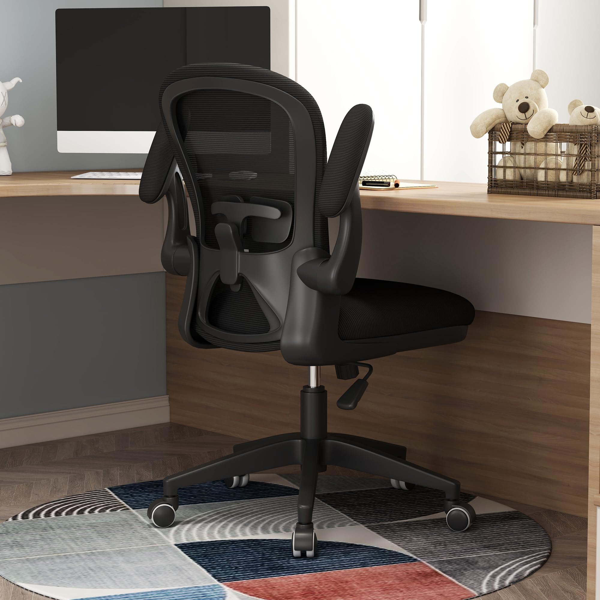 Apusen Ergonomic Office Chair - Adjustable Lumbar Support, Breathable Mesh Back, Swivel Rolling Desk Chair with Adjustable Arms for Home Office, Gaming & Workstation Use (Black)