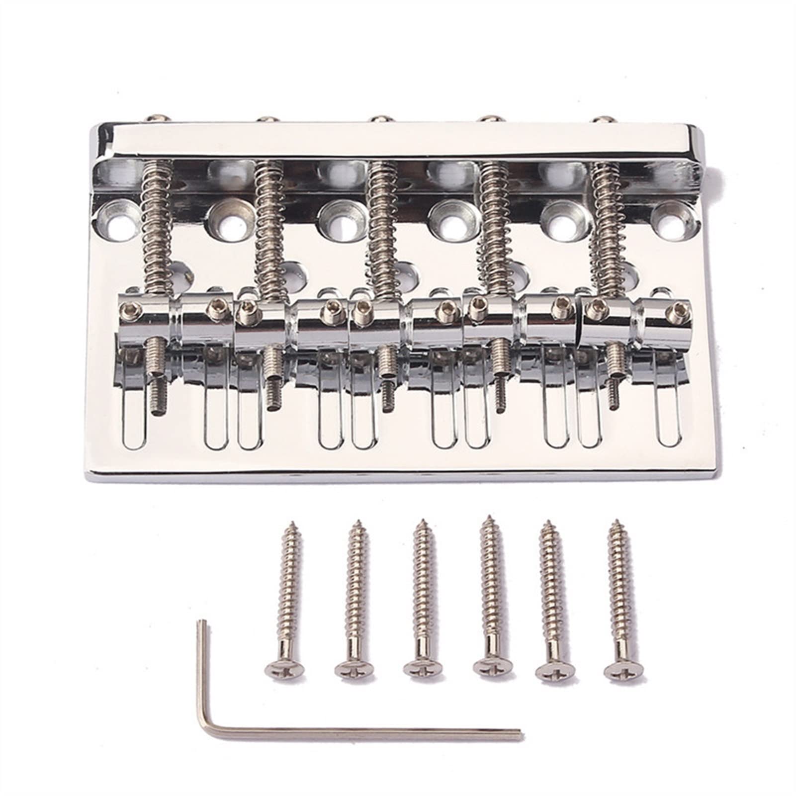 5-Piece Silver Iron Bass Bridge Set for Electric Guitar - High-Quality Replacement Parts & Accessories - Perfect for DIY Repairs, Upgrades & Professional Use