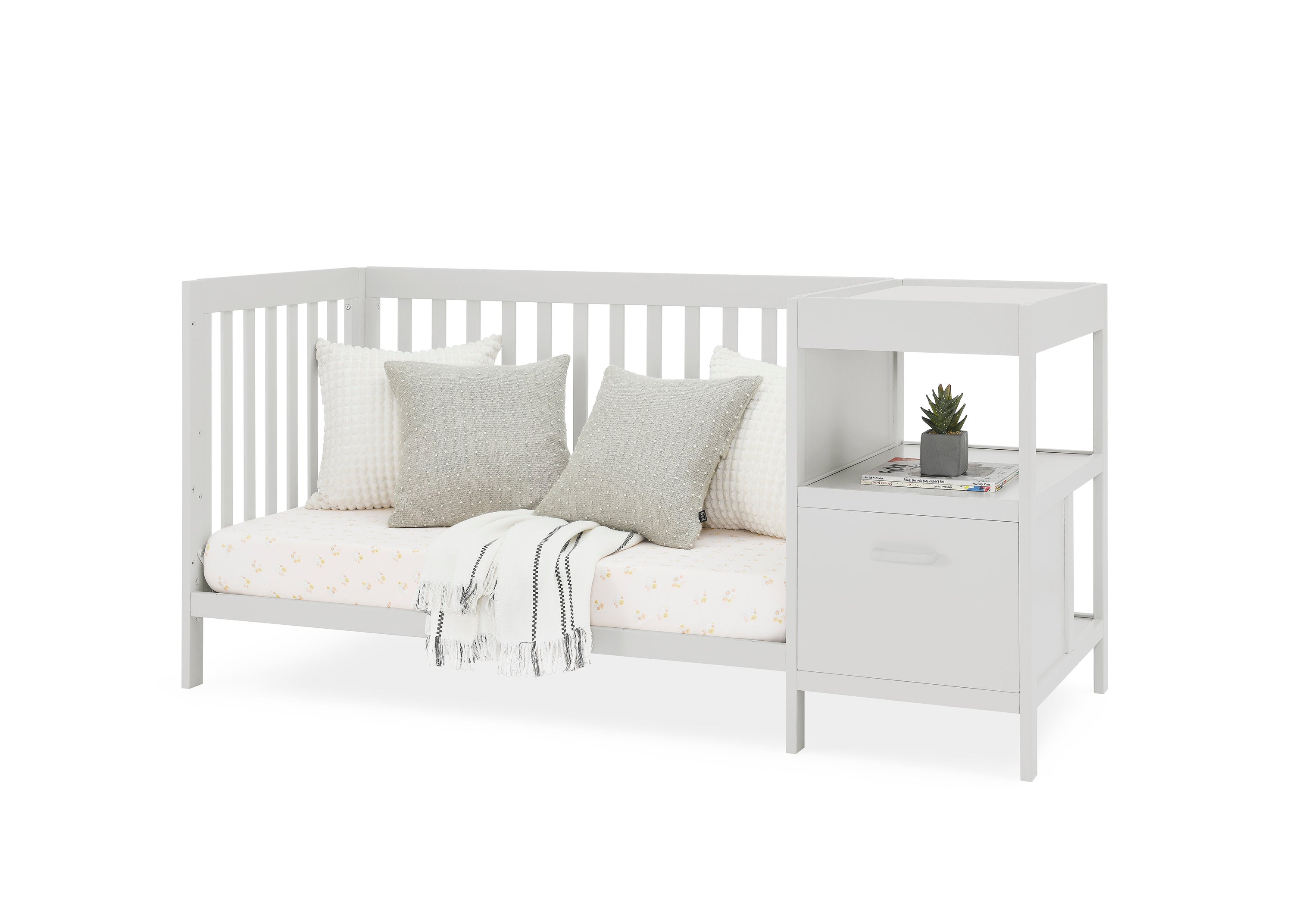 Alice 5-in-1 Convertible Baby Crib with Changing Table - Nursery Furniture for Newborn to Toddler - Perfect for Small Spaces & Modern Nurseries