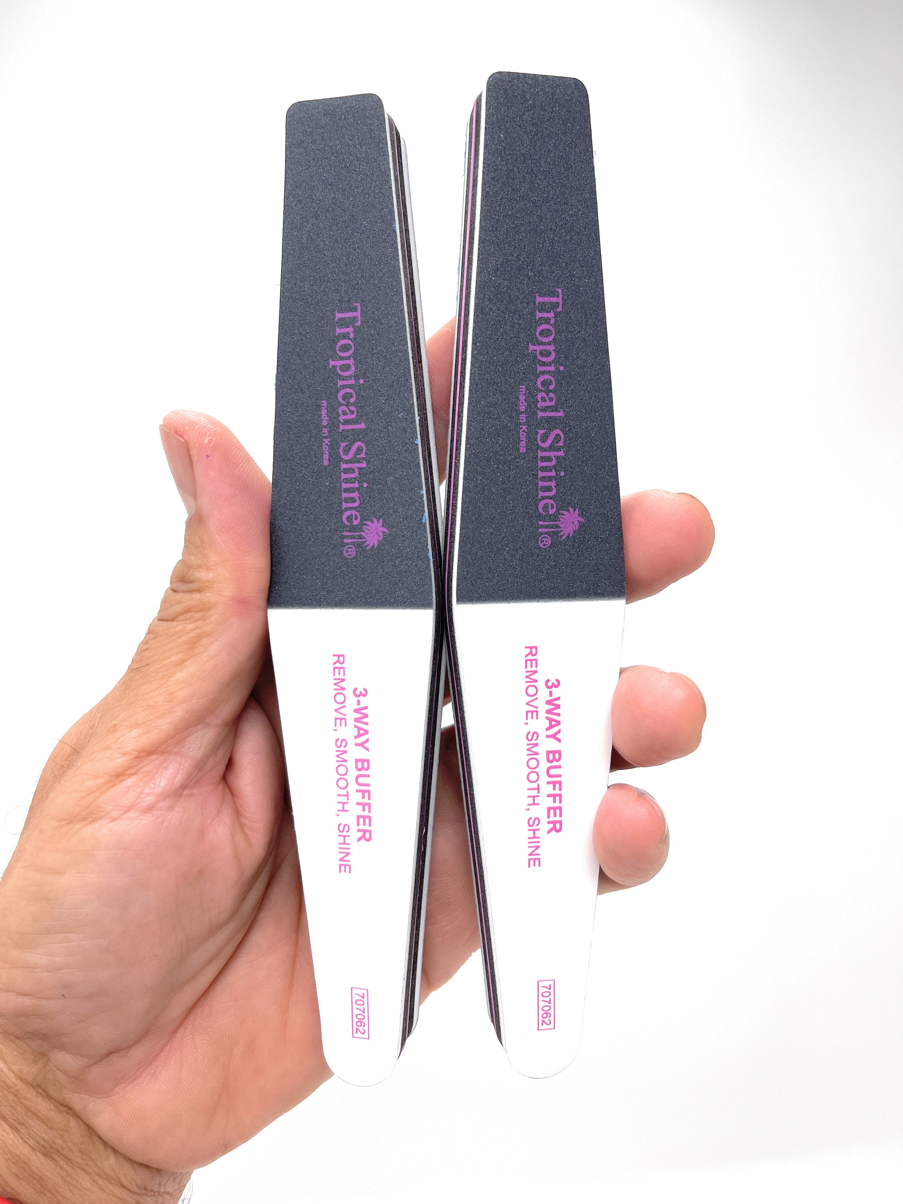 Tropical Shine Angled 3-Way Nail Buffer - Professional Nail Salon Boards & Nail File for Natural Shine - 2-Piece Set - Perfect for Manicures, Pedicures & At-Home Nail Care