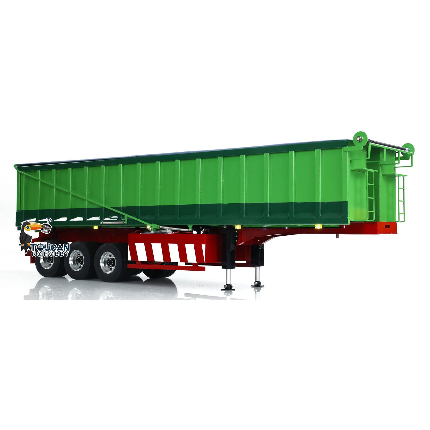 1/14 Scale Metal 3-Axle Hydraulic RC Dump Truck with Electric Awning - Remote Control Construction Tractor Trailer for Adults & Kids (Painted & Assembled) - Perfect for Construction Site Play, Collecting, and RC Truck Racing
