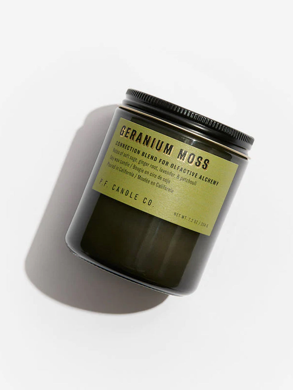 P.F. Candle Co 7.2oz Alchemy Candle - Geranium Moss Scented Soy Wax Candle for Home, Relaxation & Aromatherapy | Perfect for Living Room, Bedroom & Spa Decor