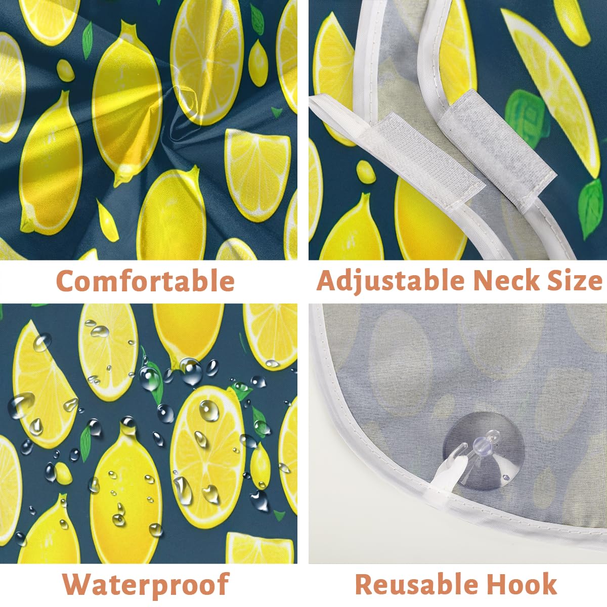 Lemon Fruit Print Beard Shaving Bib for Men - Waterproof Hair Dye Apron & Makeup Cape for Barbers, Stylists & DIY Haircuts - Sink Hair Catcher & Beard Trimming Accessory - Perfect for Home Grooming, Salon Use & Gift Giving