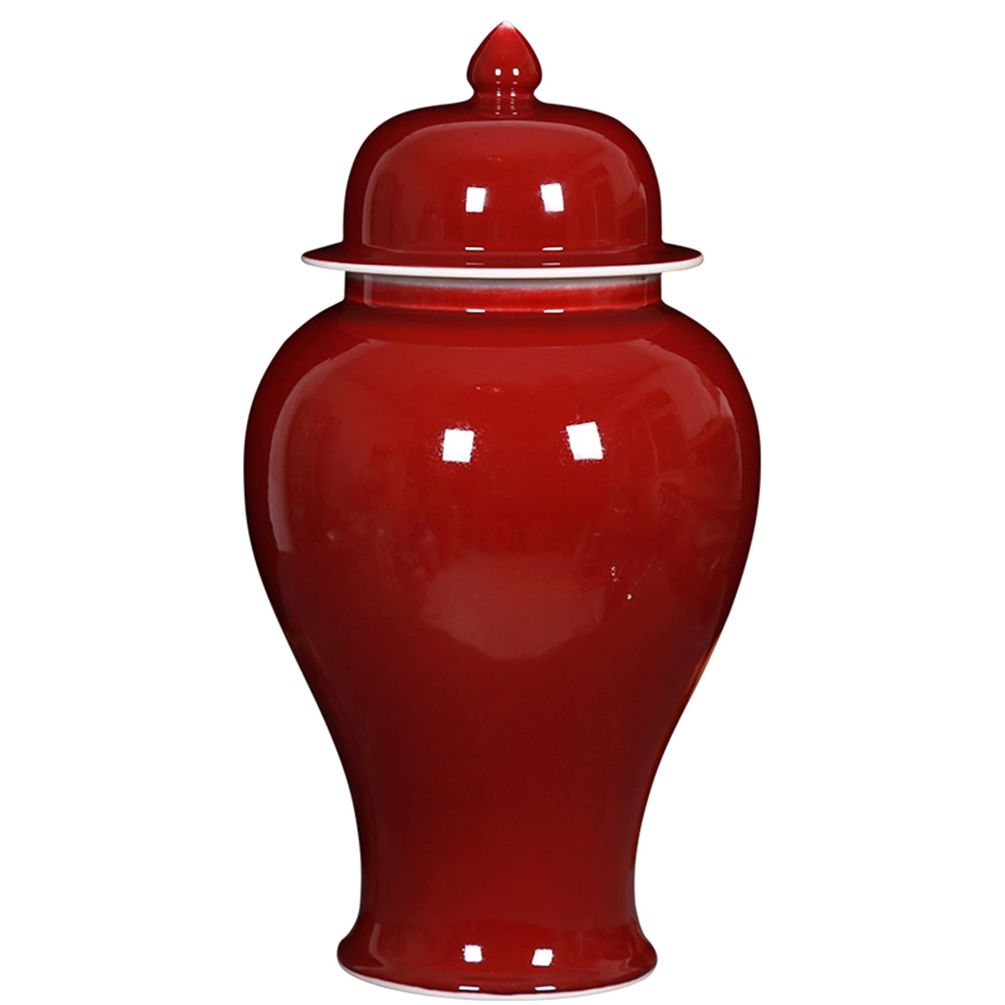 KORANGE Red Ginger Jar - 11.8 Inch Porcelain Temple Jar with Lid, Chinese Ceramic Vase for Home Decor, Wedding Centerpiece & Asian-Inspired Interior Design
