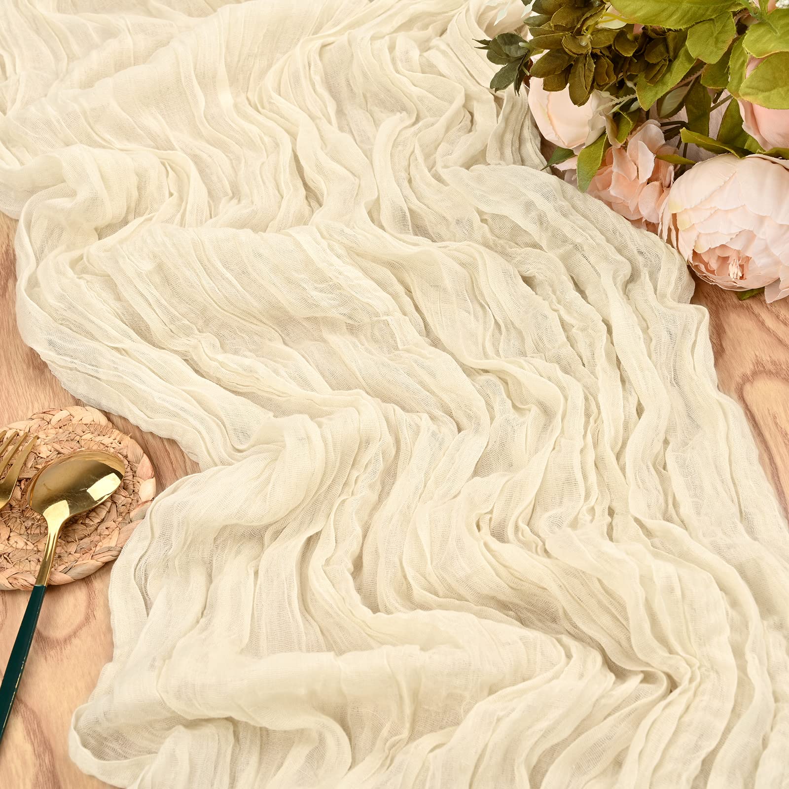 3-Pack Ivory Cheesecloth Table Runner, 10Ft x 35