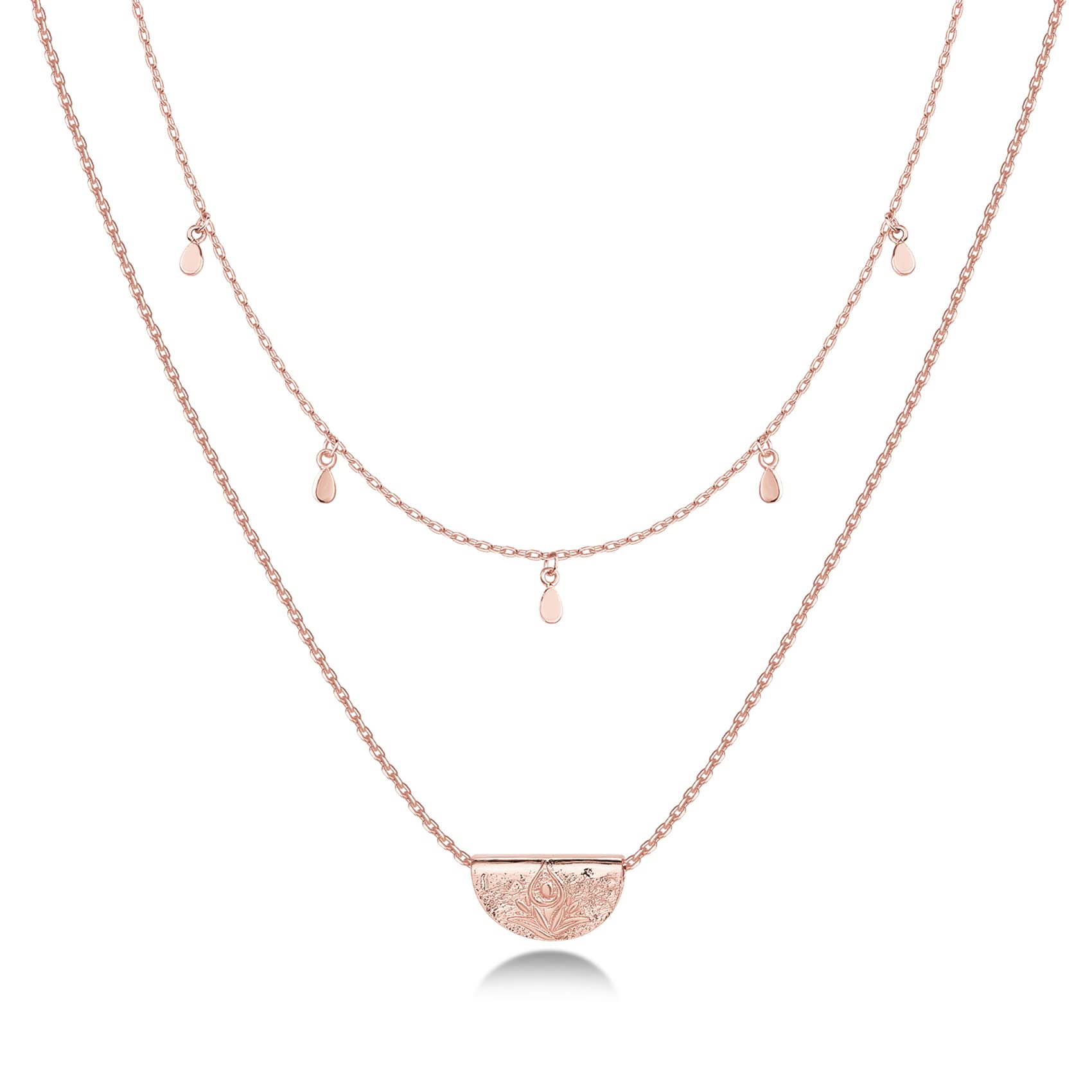 PAVOI 14K Gold Plated Layering Necklace Set for Women - Minimalist Bar, Circle, Lotus, Disc & Dog Tag Pendants - Elegant Everyday Jewelry for Office, Date Night & Special Occasions