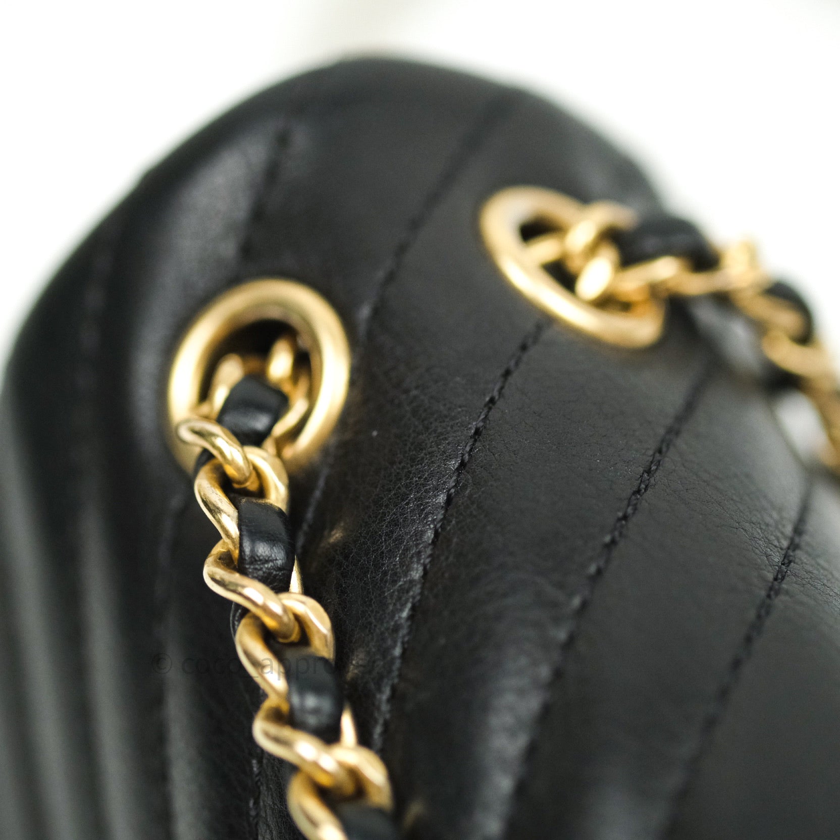 Chanel Chevron Rock The Corner Mini Bag Black Calfskin Leather with Gold Hardware 18A Collection - Perfect for Evening Events, Parties, and Luxury Fashion Accessories