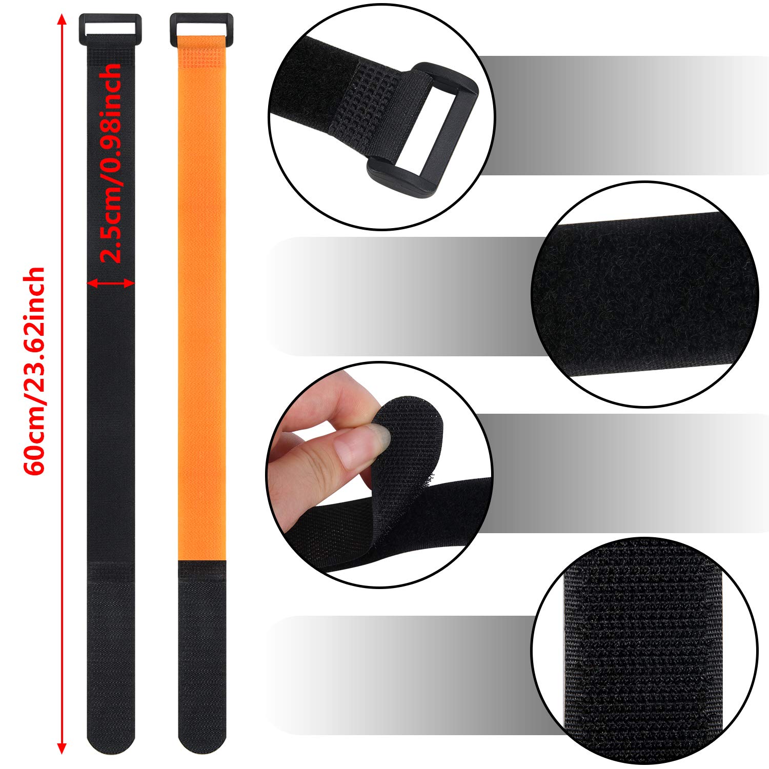 SANNIX Reusable Adjustable Bike Wheel Stabilizer Straps - Durable Hook Bike Rack Straps for Secure Transport (Black & Orange) - Perfect for Road Bikes, Mountain Bikes & Bike Racks