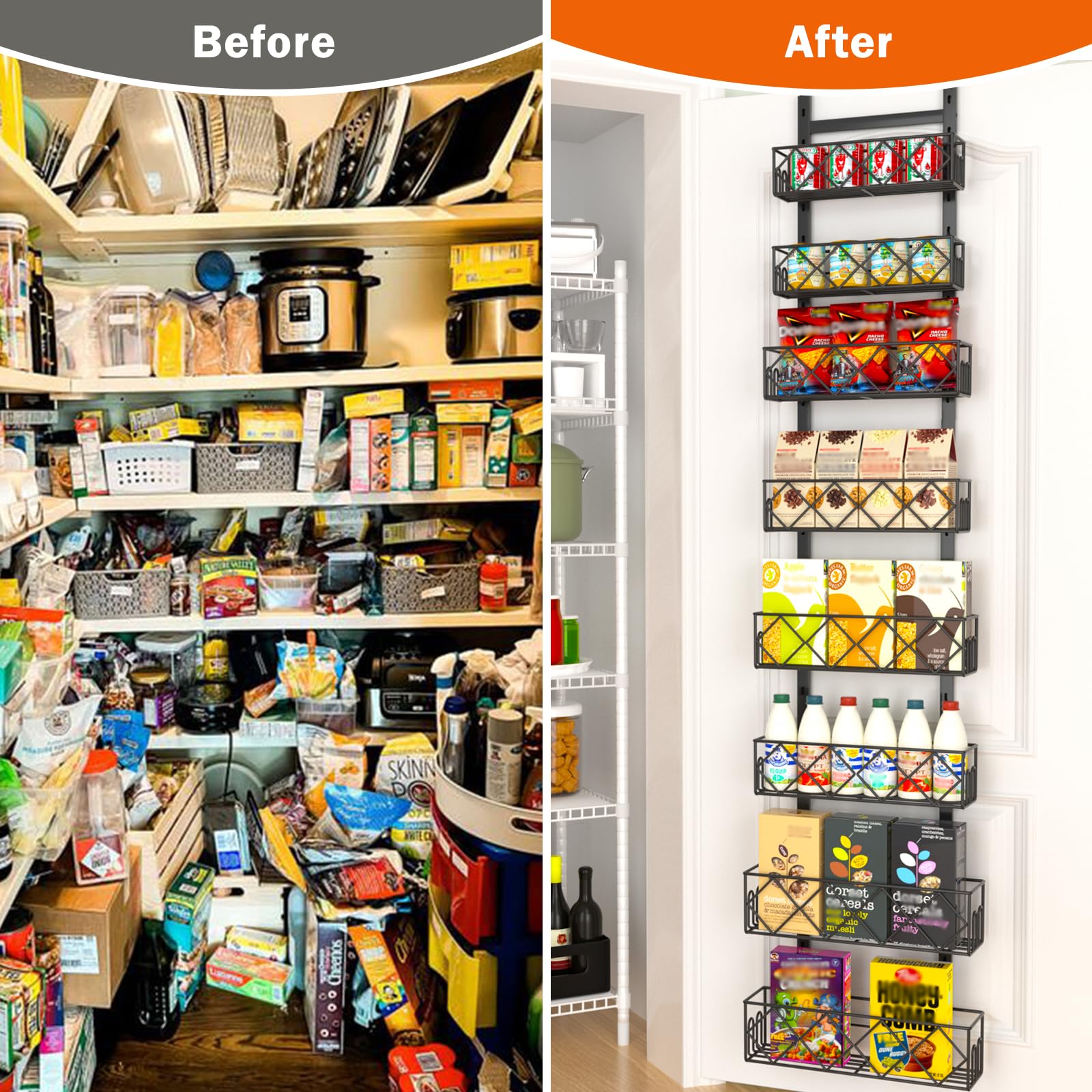 8-Tier Over the Door Pantry Organizer - Adjustable Hanging Spice Rack for Kitchen, Bathroom & Closet (13.78