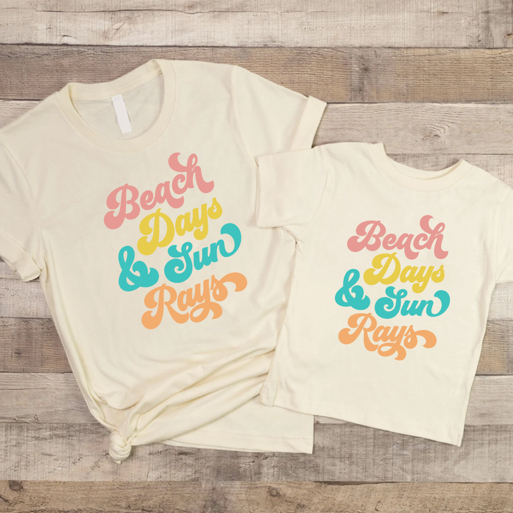 Family Matching T-Shirts for Beach Days & Sun Rays - Perfect for Summer Vacations, Family Photos & Outdoor Adventures