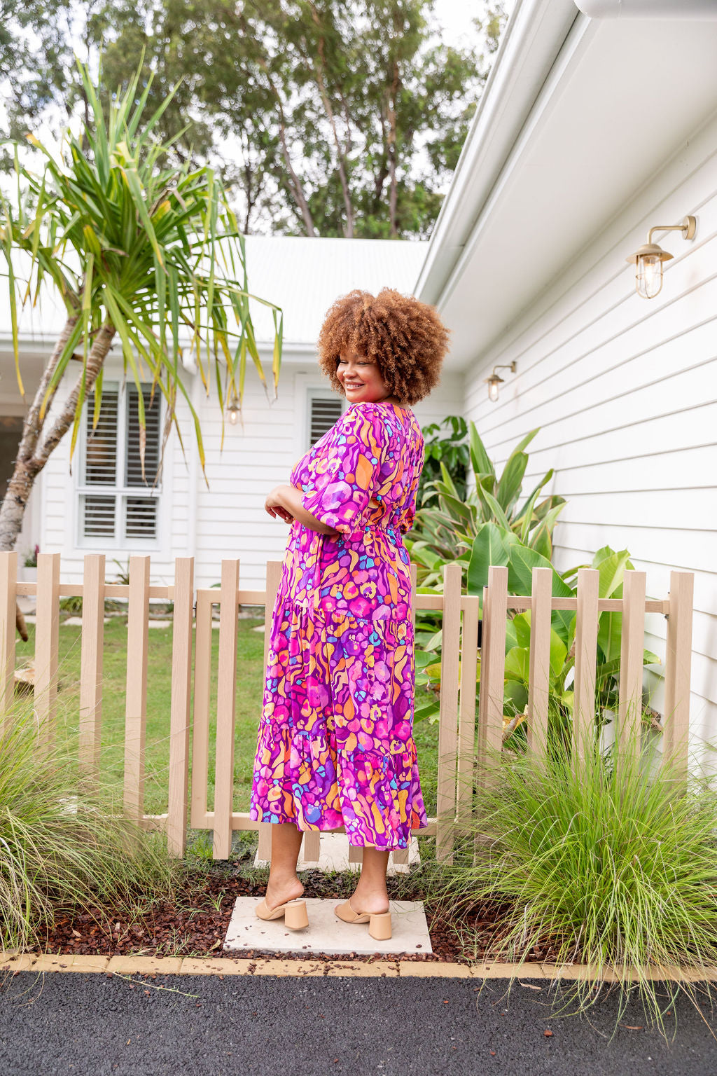 Kasey Rainbow Ruby Billie Dress - Elegant Women's Floral Midi Dress for Casual Wear, Date Nights & Special Occasions