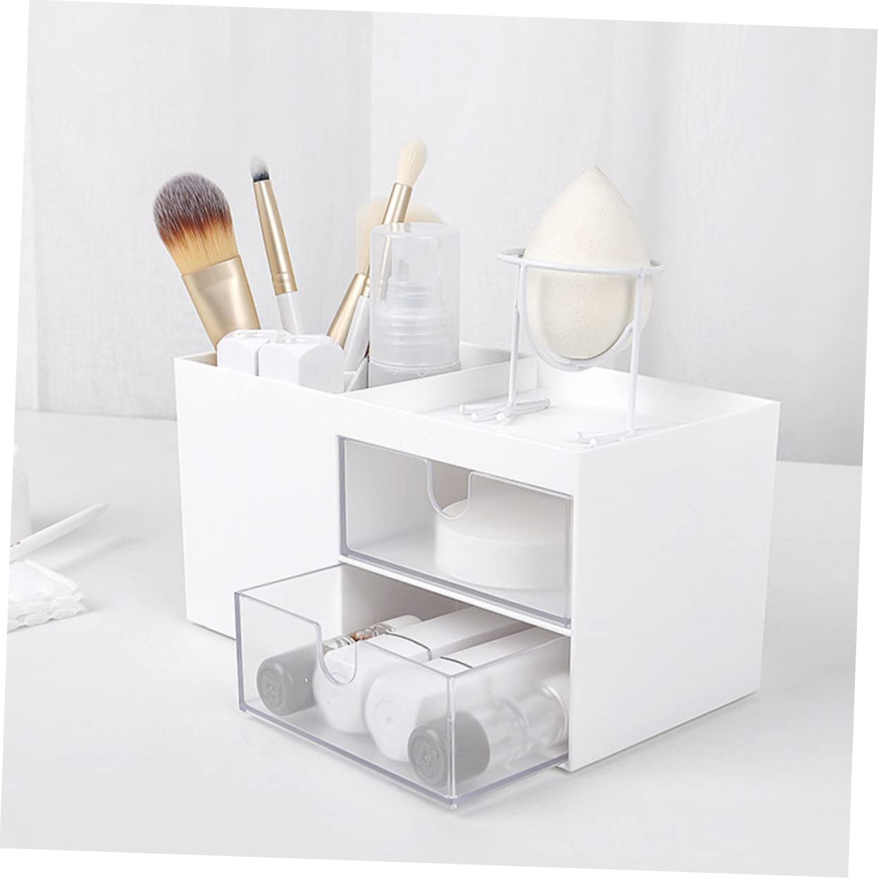LIFKOME 1 Drawer Organizer for Skin Care & Makeup Storage - Lockable Cosmetic Cart with Adjustable Dividers - Perfect for Vanity, Bathroom & Travel Organization