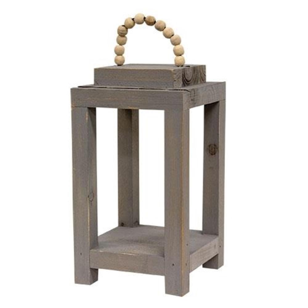 Gray Lantern with Beaded Hanger - Rustic Home Decor for Patio, Garden, and Outdoor Parties