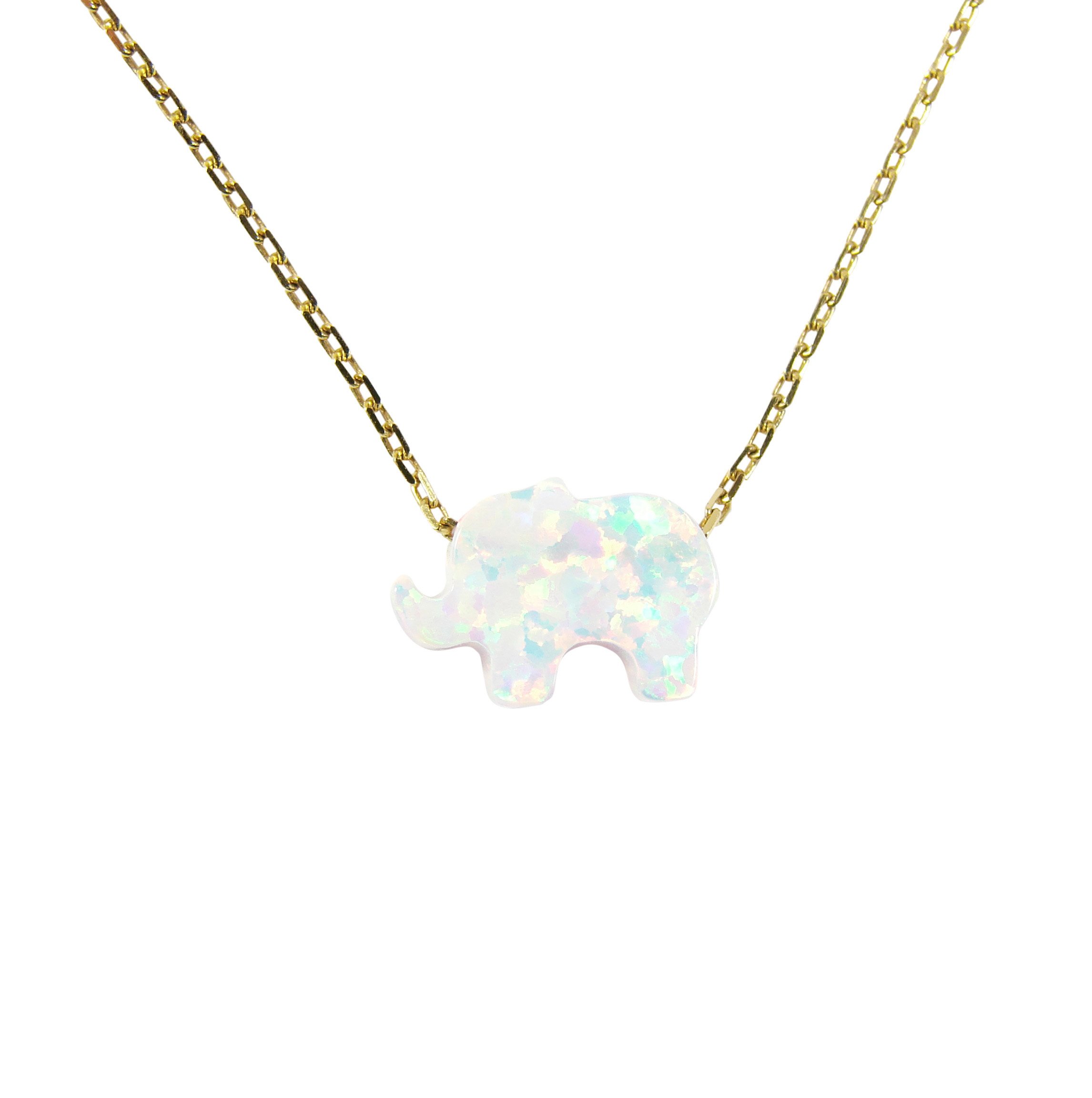 925 Sterling Silver White Opal Elephant Pendant Necklace for Women - Elegant Jewelry Gift for Birthday, Anniversary & Special Occasions