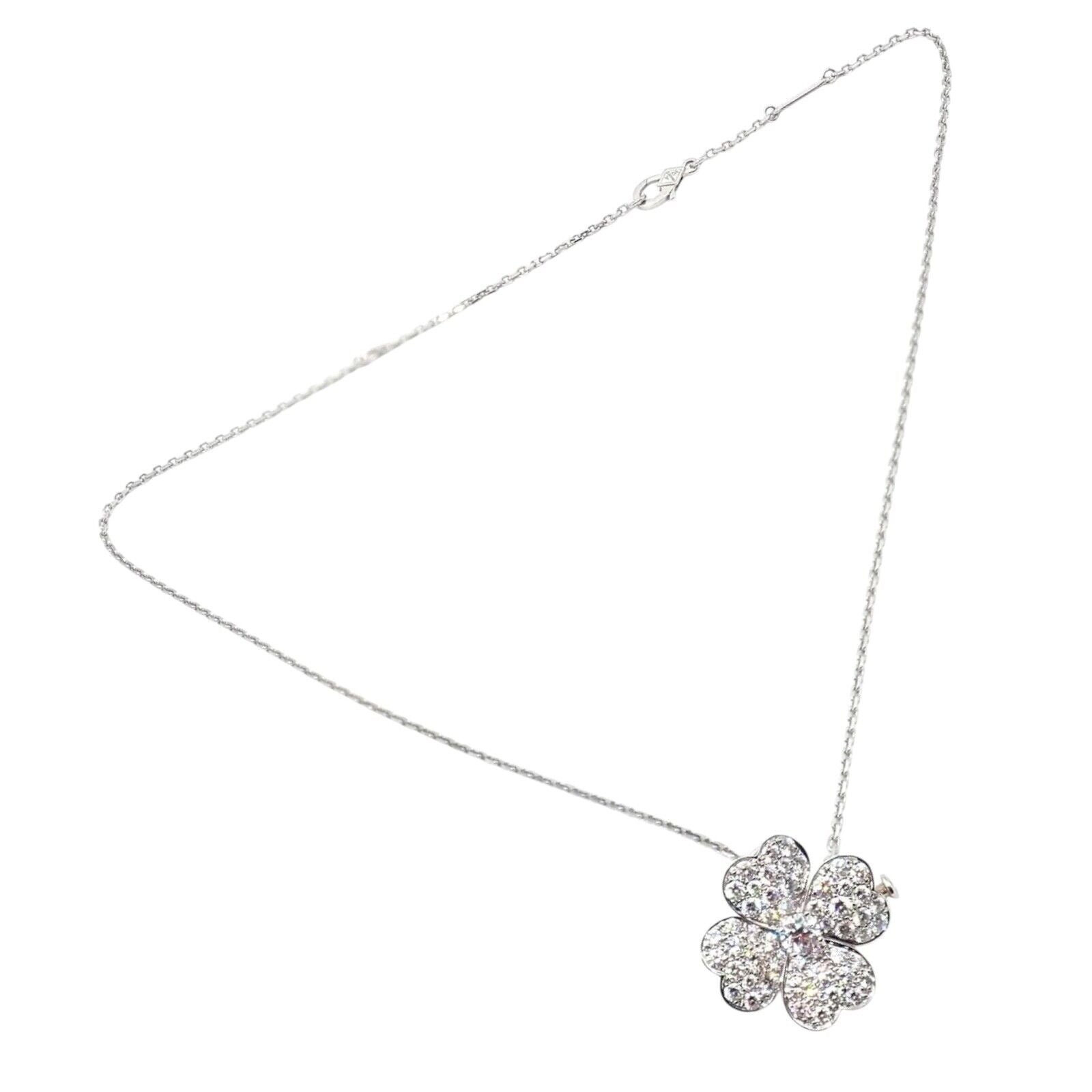 Van Cleef & Arpels Cosmos 18k White Gold Diamond Brooch Pendant Necklace - Luxury Jewelry for Women, Elegant Gift for Anniversary & Special Occasions