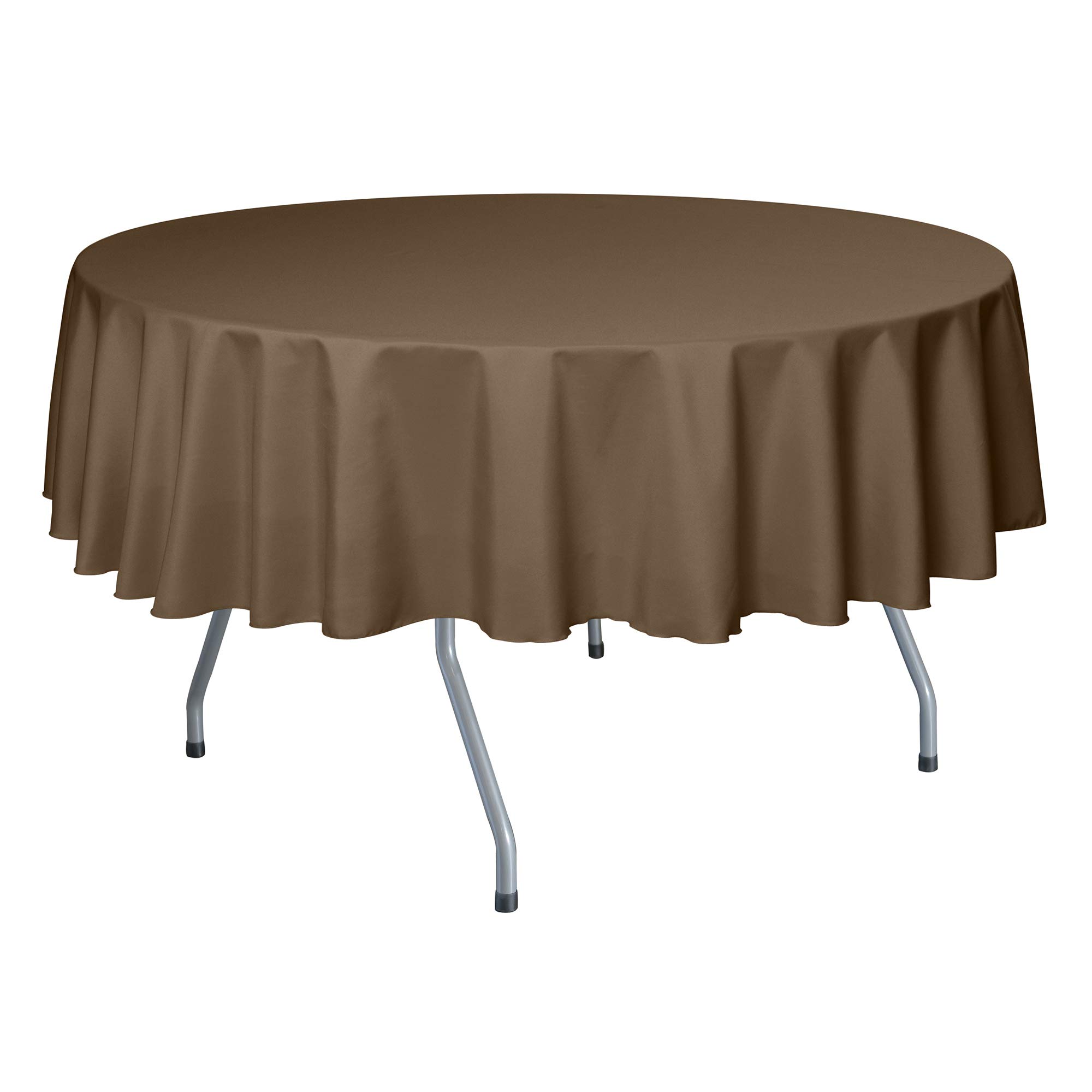 Premium 72-Inch Round Polyester Linen Tablecloth - Toast Dark Brown - Elegant Dining & Event Decor for Weddings, Parties & Home Entertaining
