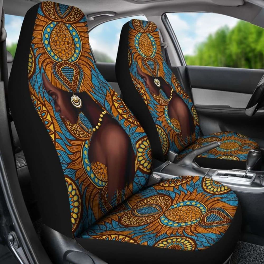 African Print Car Seat Covers - Black Girl Floral Design (39