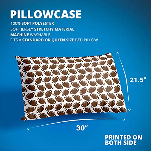 Football Pattern Pillowcase - Soft Cotton Football Themed Pillow Cover for Bedroom & Living Room Decor - Perfect for Sports Fans, Game Day & Football Themed Rooms