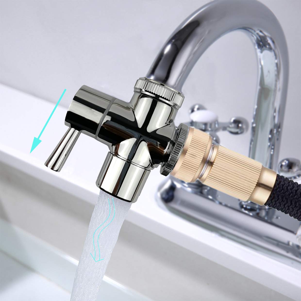 All Brass Sink to Garden Hose Diverter Adapter Valve with Aerator - G1/2