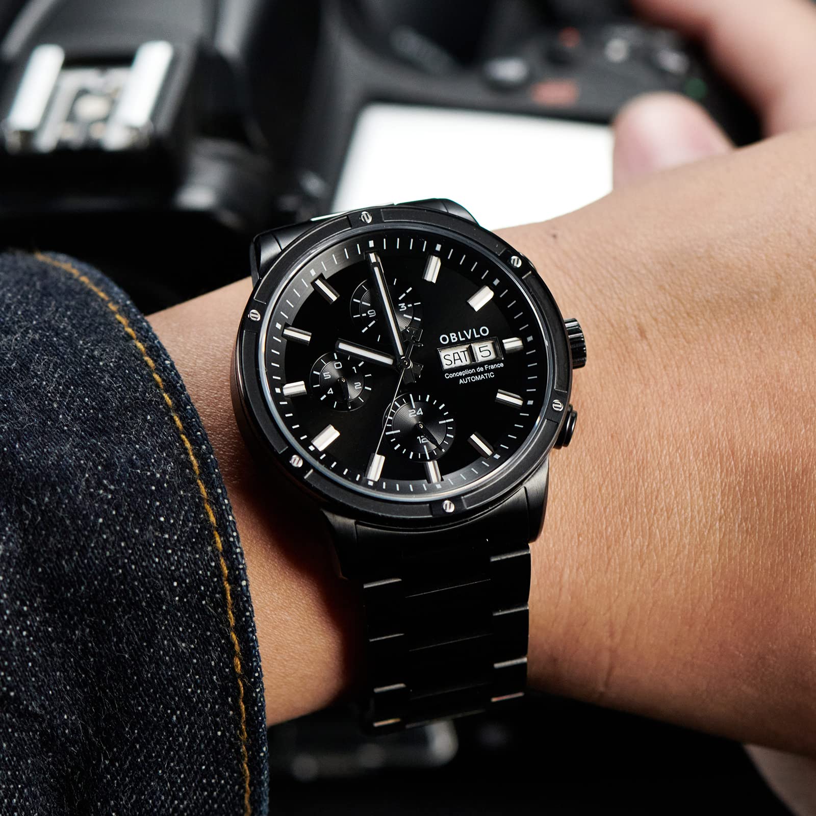 Men's Stainless Steel Mechanical Watch with Date Display - Waterproof Casual Dress Watch for Business, Outdoor & Everyday Wear