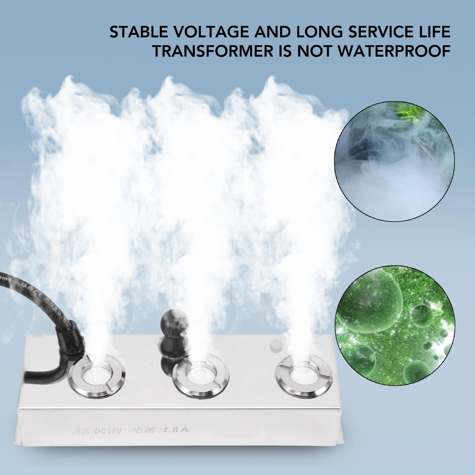 120W Ultrasonic Fog Maker with Auto Shutoff - IP67 Waterproof Pond Fogger for Greenhouse, Rockery, Lawn & Halloween Decorations | 3-Pack Mist Makers with US Plug for Indoor/Outdoor Use