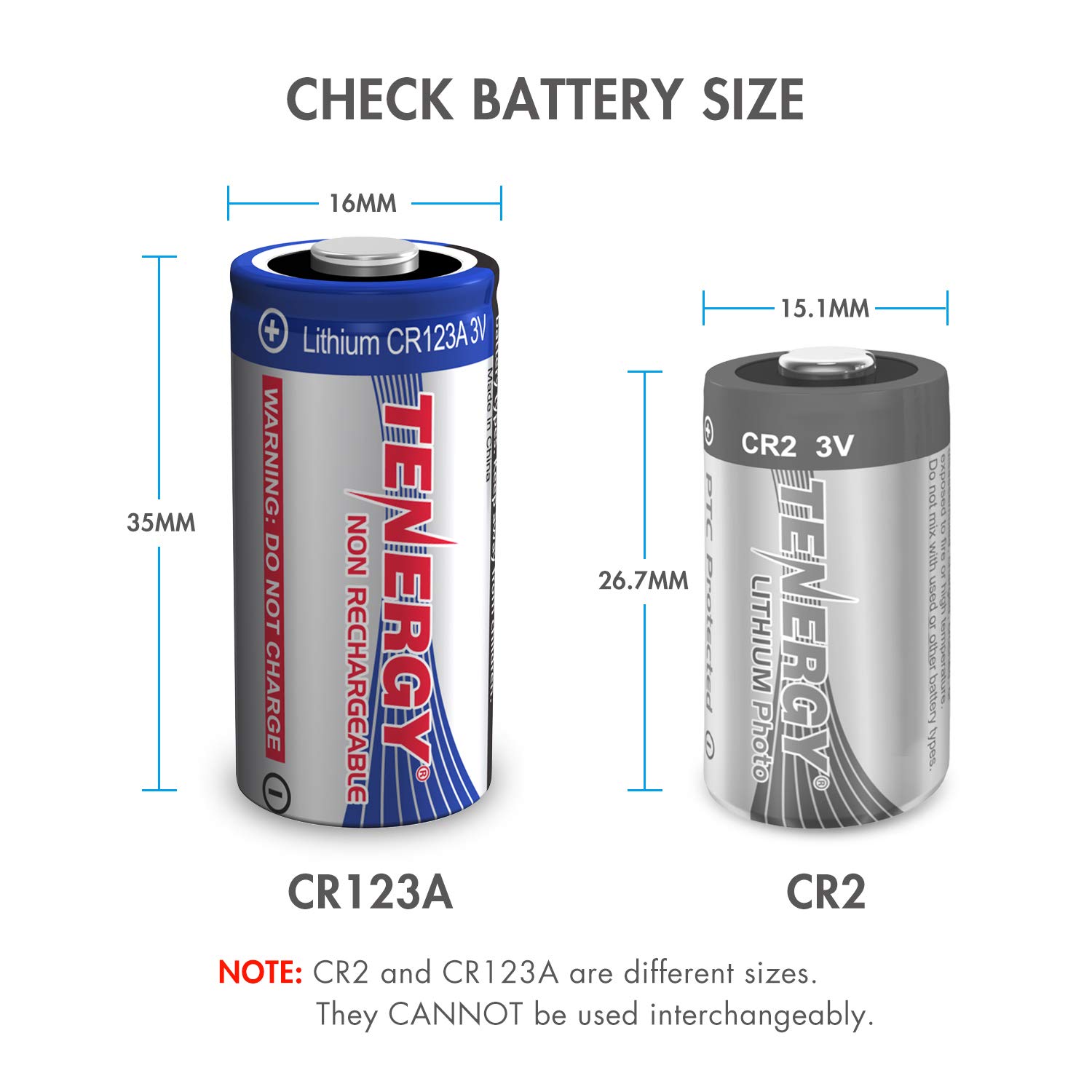 Tenergy 3V CR123A Lithium Battery - High Performance PTC Protected for Smart Sensors, Security Cameras & Flashlights - 4 Pack (Non-Rechargeable) - Perfect for Home Security Systems, Emergency Lights & Outdoor Gear