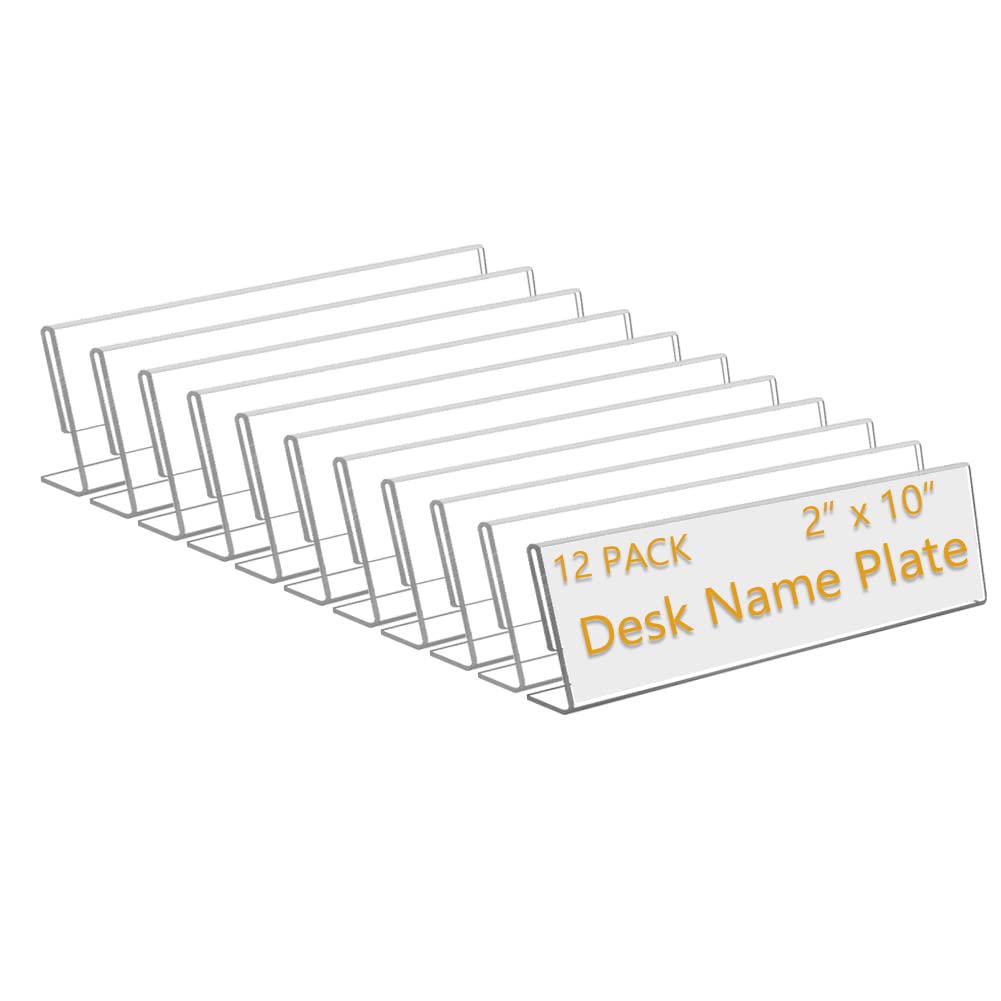 12 Pack Clear Acrylic Office Name Plates - 10
