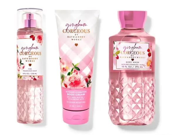 Bath & Body Works Gingham Gift Set - Full Size Fragrance Mist, Body Cream & Shower Gel for Women | Perfect for Birthday, Anniversary & Holiday Gifts