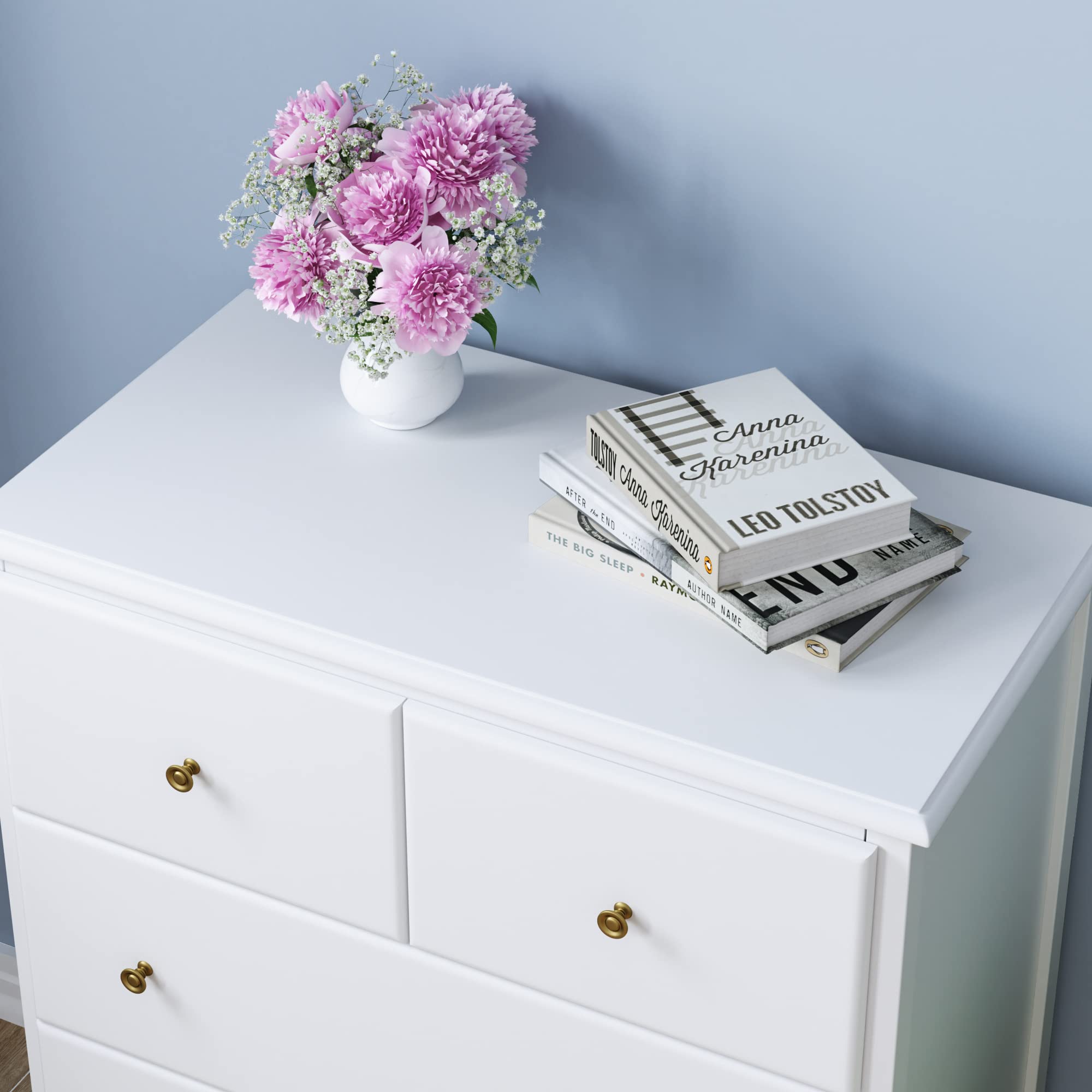 HOUSUIT 5-Drawer Tall Dresser - White Wood Storage Cabinet with Deep Space for Bedroom, Living Room, Hallway, Entryway & Office | Perfect for Clothes, Linens & Home Organization