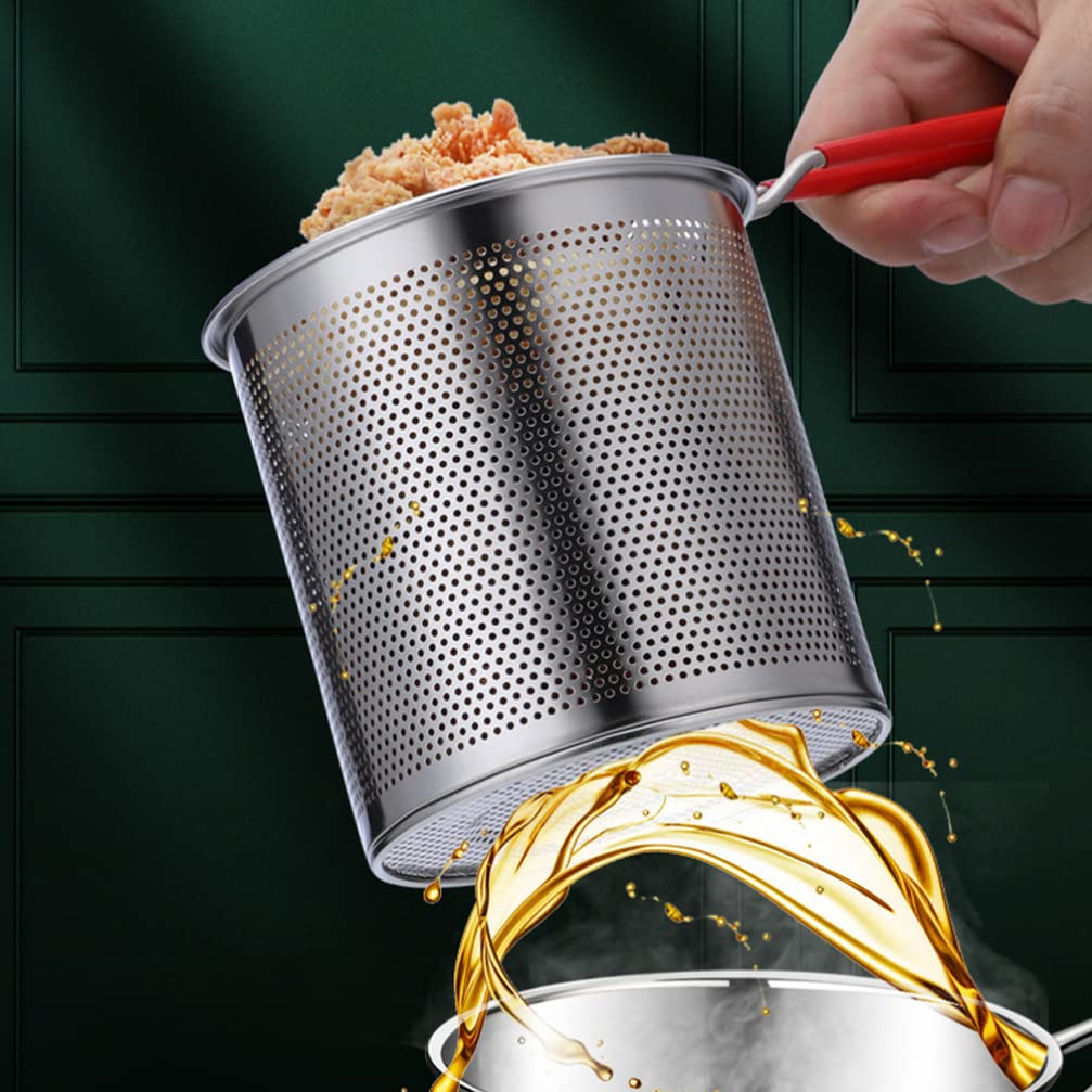 UPKOCH Stainless Steel Deep Fry Basket Set - 1 Piece Kitchen Fry Pot Mesh Basket for Air Fryer, Chips, Chicken, Fish & More - Durable Food Cooking Basket for Deep Frying, Roasting & Baking