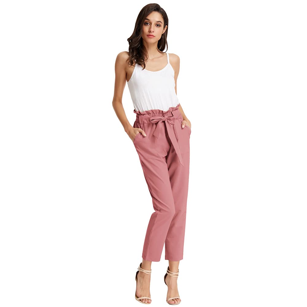 GRACE KARIN Women's High Waisted Paper Bag Pants - Slim Fit Office Work Pencil Pants for Business Casual & Professional Wear - Perfect for Office, Meetings and Daily Commute