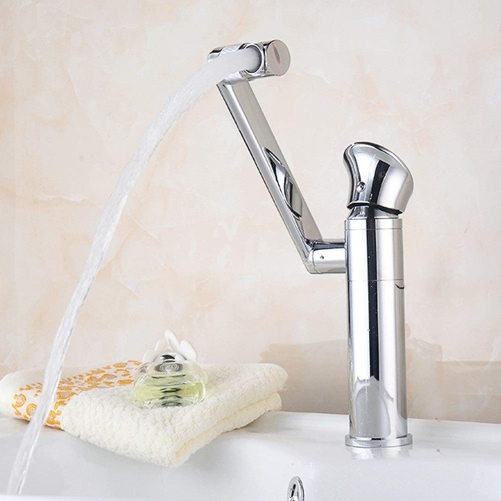 360° Rotatable Modern Waterfall Bathroom Faucet - High Spout Single Hole Copper Mixer Tap for Sink, Basin & Lavatory - Hot & Cold Water Control - Perfect for Kitchen, Bathroom & Powder Room Renovations