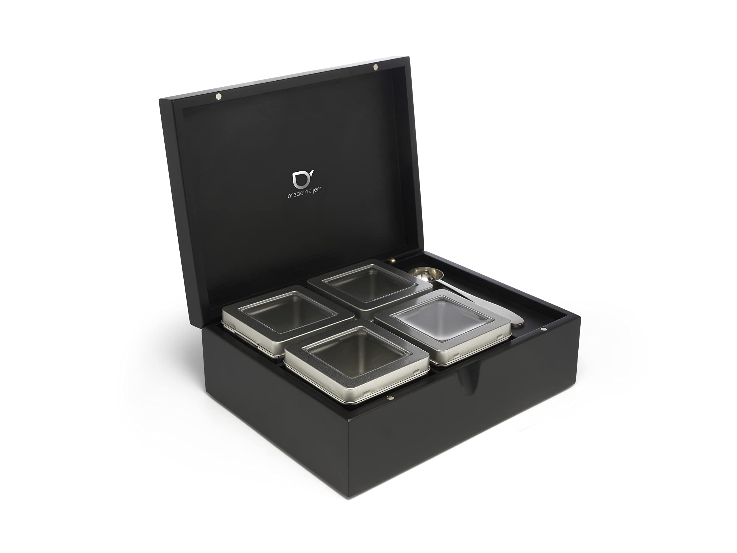 Premium Bredemeijer Black Tea Box - Elegant Tea Storage for Loose Leaf & Tea Bags - Perfect for Home, Office & Gifting - 100% Airtight & Stylish Tea Container