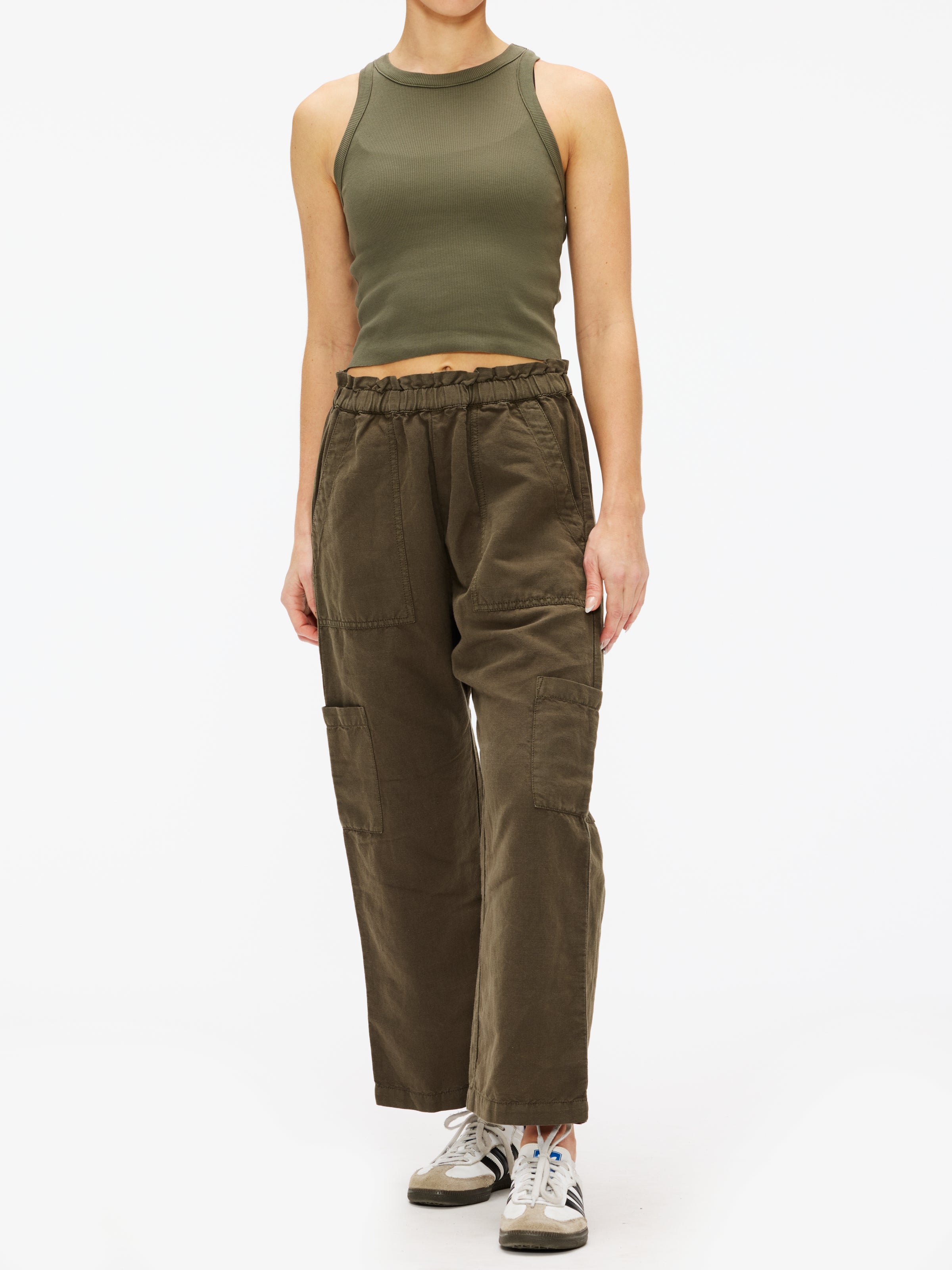 NSF Certified Paperbag Waist Pants for Women - High-Rise Elastic Waist Trousers with Adjustable Drawstring | Perfect for Office, Casual Wear & Travel