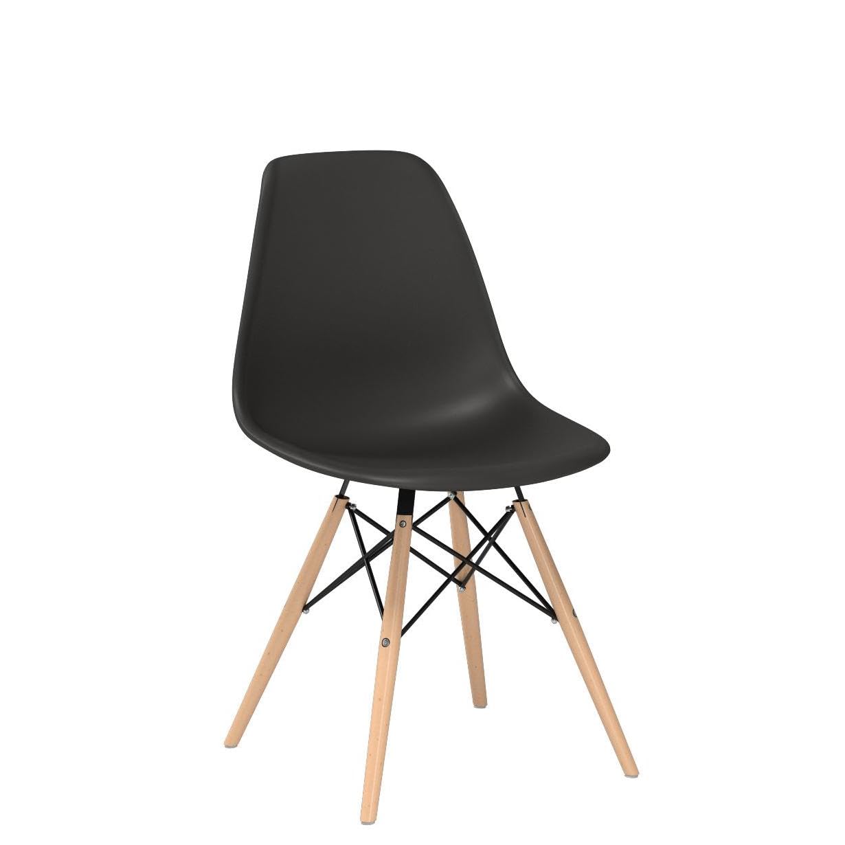 Furmax Pre-Assembled Modern Dining Chairs Set of 4 - Mid Century Modern DSW Shell Lounge Plastic Chairs for Kitchen, Dining Room, Bedroom & Living Room - Comfortable Side Chairs (Black) | Perfect for Small Spaces, Apartments & Contemporary Home Decor