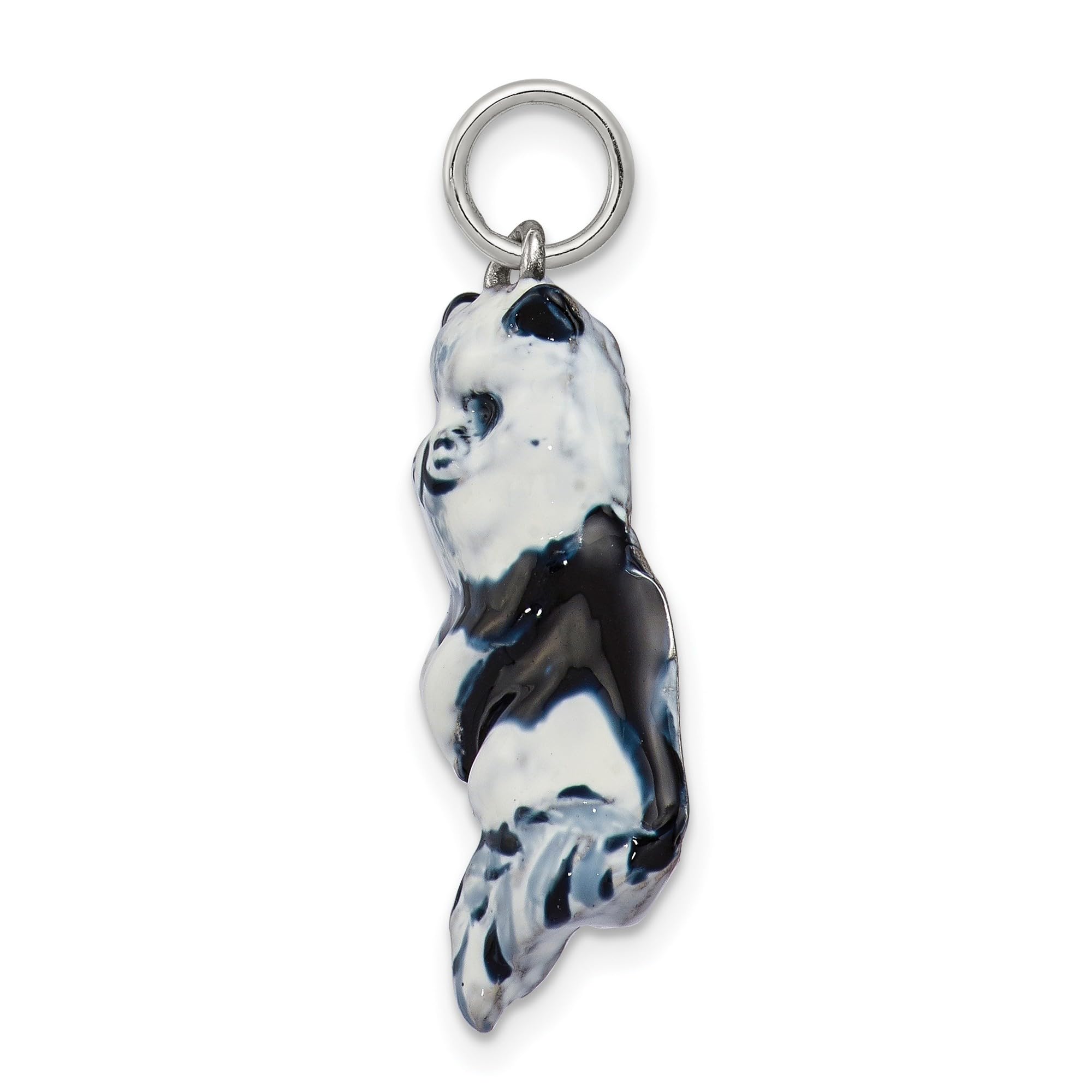 925 Sterling Silver Black & White Cat Enamel Pendant Necklace - 20mm x 13mm Dainty Charm for Women, Gift for Cat Lovers, Perfect for Casual Wear & Special Occasions
