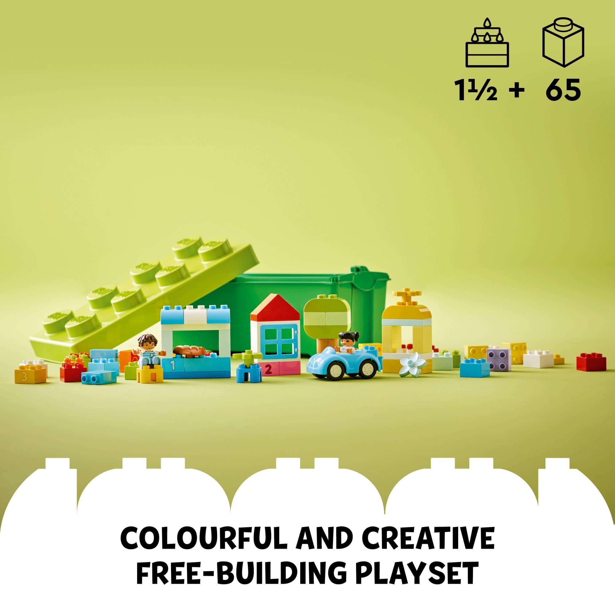 LEGO DUPLO Classic Brick Box Building Set with Storage Organizer - 10913 Pieces, Toy Car & Number Bricks for Creative Play | STEM Learning Toy for Toddlers Ages 18+ Months | Perfect Gift for Boys & Girls | Build, Learn & Play at Home or Preschool