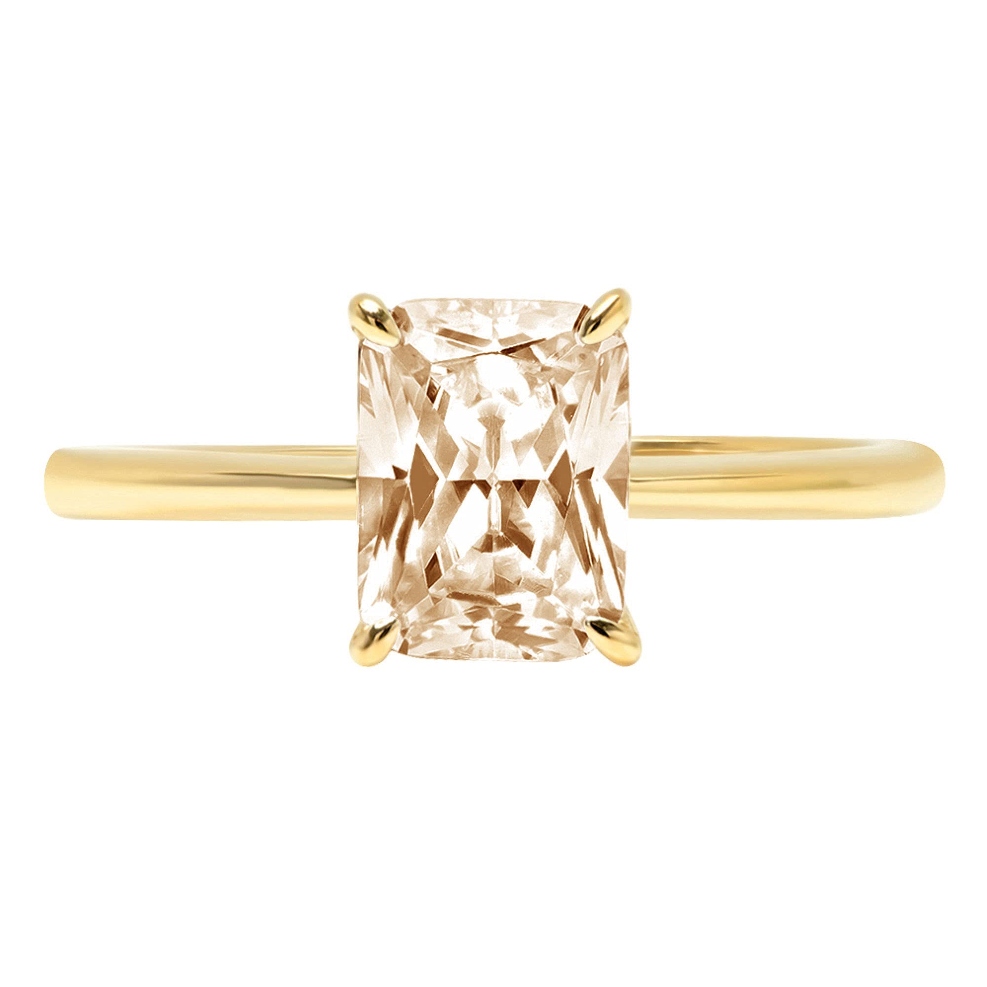 0.95 Carat Radiant Cut Flawless VVS1 Yellow Moissanite Solitaire Engagement Ring - 14K Solid Yellow Gold Wedding Promise Anniversary Ring for Women - Perfect for Proposals, Bridal Jewelry & Special Occasions