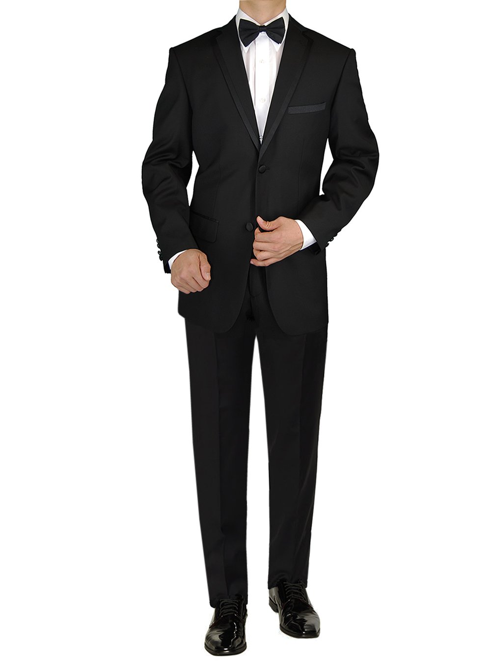 GN GIORGIO NAPOLI Men's Slim Fit 2 Button Notch Lapel Tuxedo Suit Set with Adjustable Pants - Formal Wedding, Prom, Black Tie Event Attire for Grooms & Gentlemen