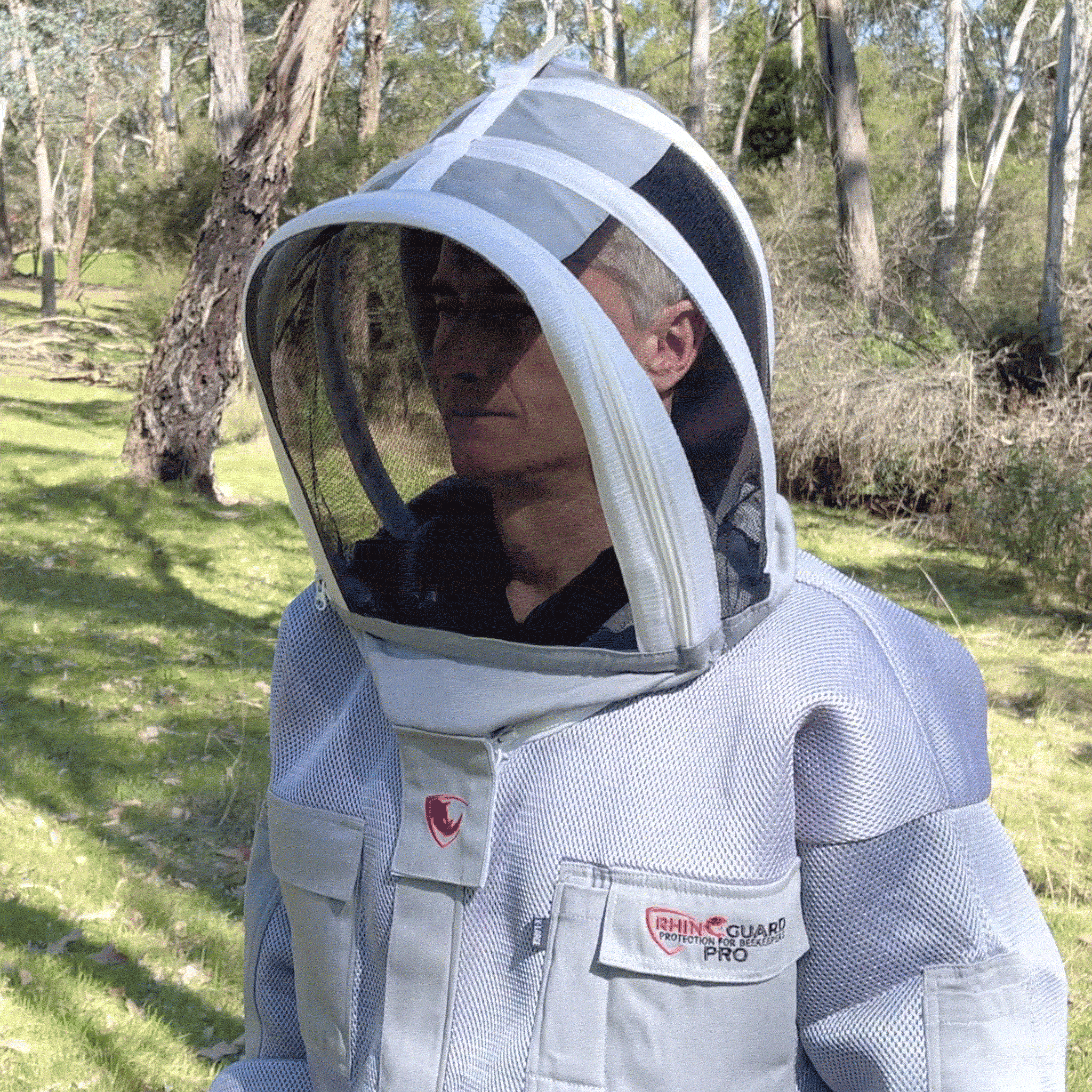 RhinoGuardPro Beekeeping Suit - Cool Grey Ventilated Full Body Protection for Beekeepers | Beekeeping, Honey Harvesting & Hive Inspection